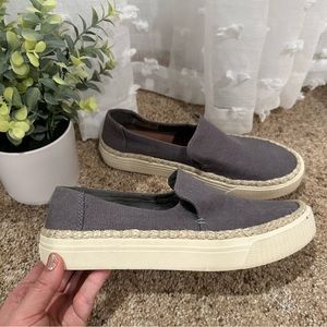 Toms Gray Canvas Espadrille Slip-On Flats